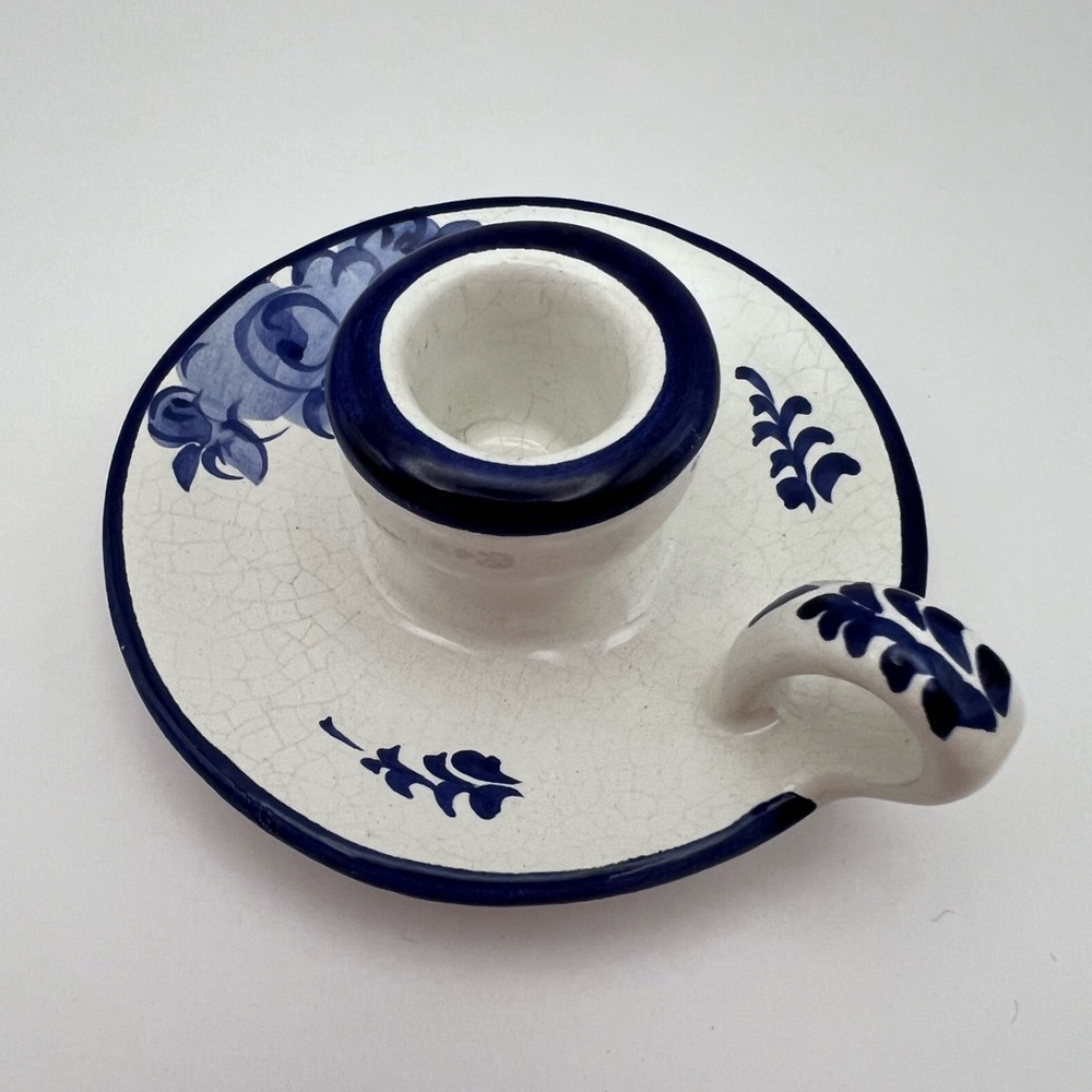 Vintage Hand Painted Portuguese Pottery Candlestick Holder - Picture 5 of 6